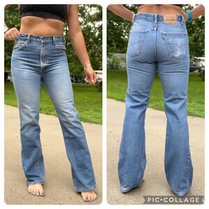 Vintage 80s Levi's 517 Orange Tab Boot Cut Blue Jeans Carolyn Kennedy 36x32
